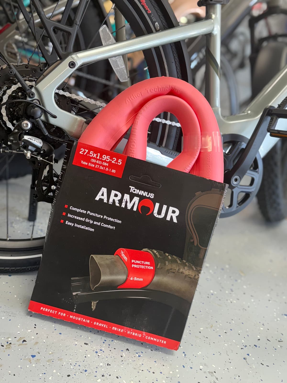 Tannus Armor foam tire liner and box at Just Ride